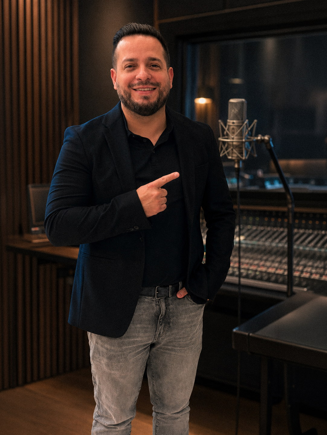 Héctor Marcano López en el estudio de grabación